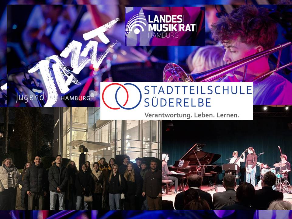 Collage mit Bildern zur Veranstaltung, Jugendliche machen Musik